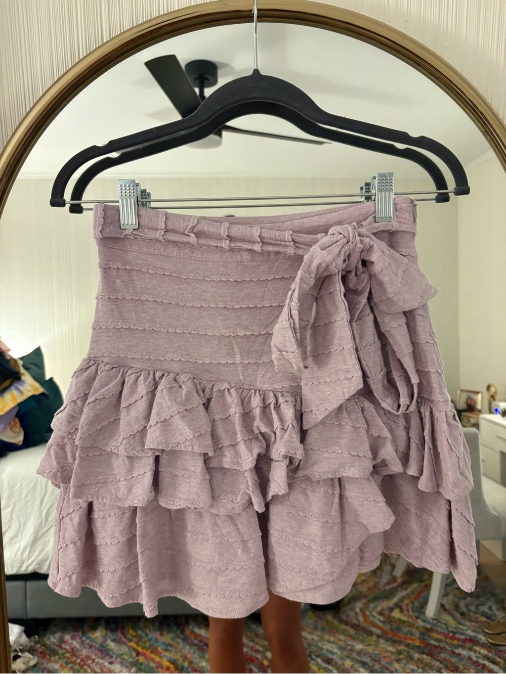 Tularosa Lavender Ruffle Tie Mini Skirt